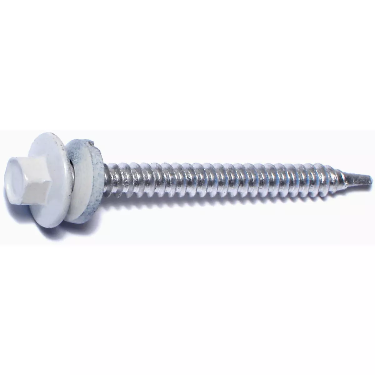 Midwest Fastener #10-14 x 2 In. White Painted Steel Hex Washer Head Pole Barn Self-Drilling Screws (6 Ct.)