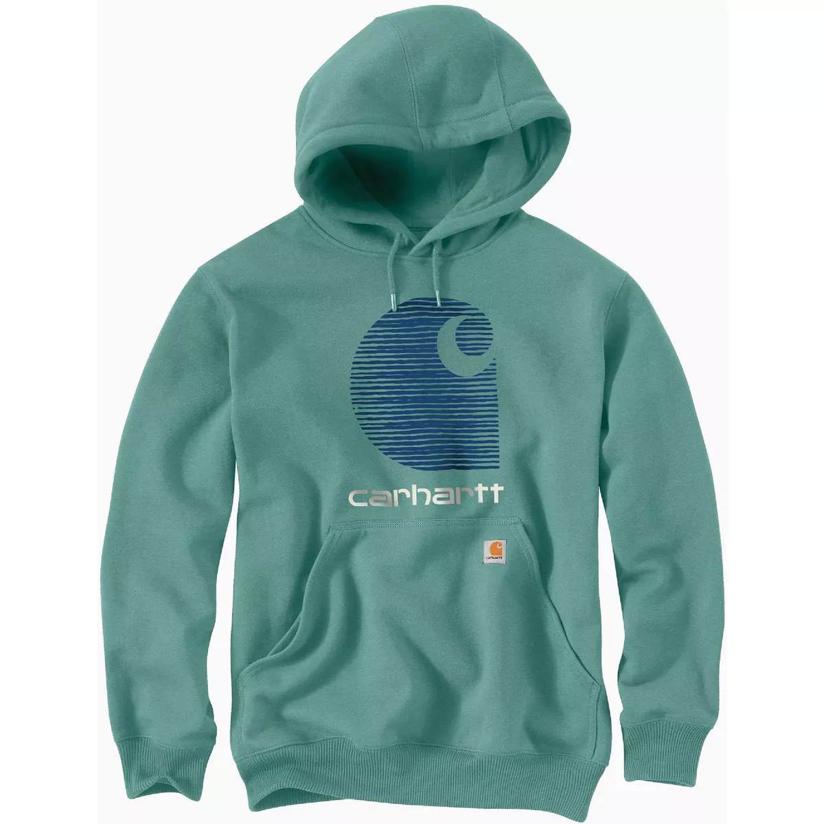 Carhartt Rain Defender Men's 4XL Regular Slate Green Heather Midweight C Logo Graphic Pullover Hooded Sweatshirt, Loose Fit