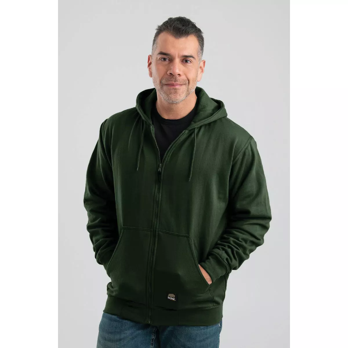 Berne Men's 2XL Regular Green Heritage Thermal-Lined Full-Zip Hooded Sweatshirt
