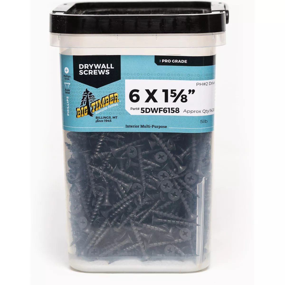 Big Timber #6 x 1-5/8 In. Fine Thread Gray Phosphate Drywall Screw (1150 Ct.)