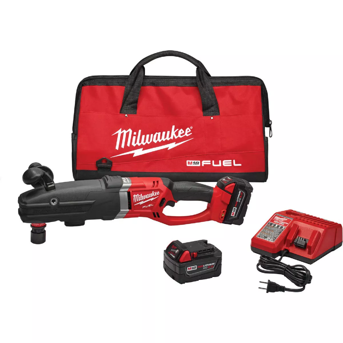 Milwaukee M18 Fuel 18 V. 7/16 In. Quik-Lok Cordless Super Hawg Right Angle Drill Kit with 2 5.0 Ah Batteries
