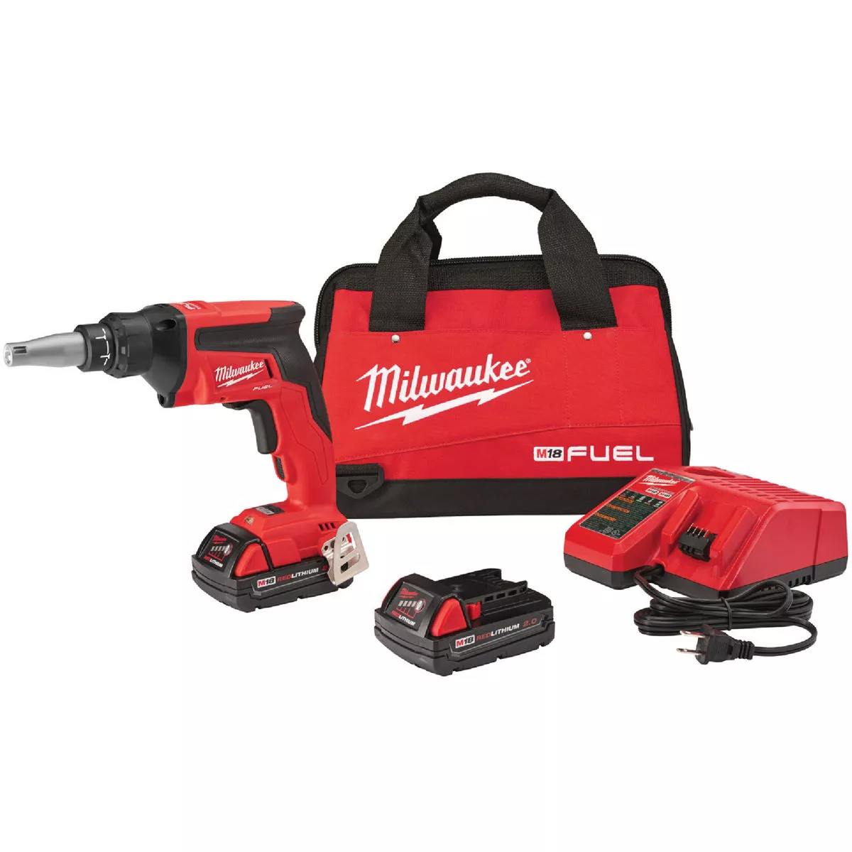 Milwaukee Fuel 18 V. Lithium Ion 2.0 Ah Cordless Drywall Screw Gun Kit