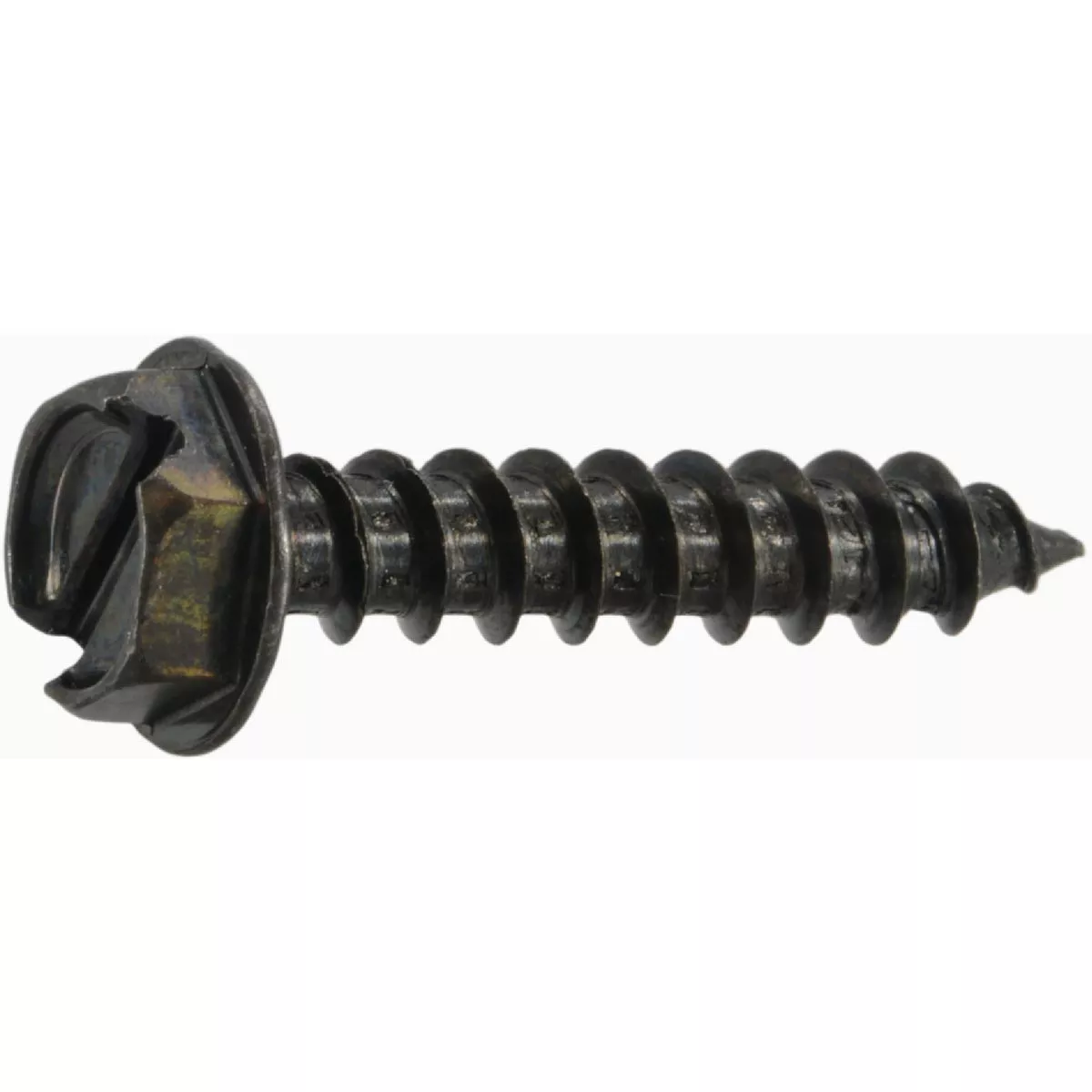 Midwest Fastener #7 x 3/4 In. Black Oxide Steel Slotted Hex Washer Head Sheet Metal Screws (25 Ct.)-