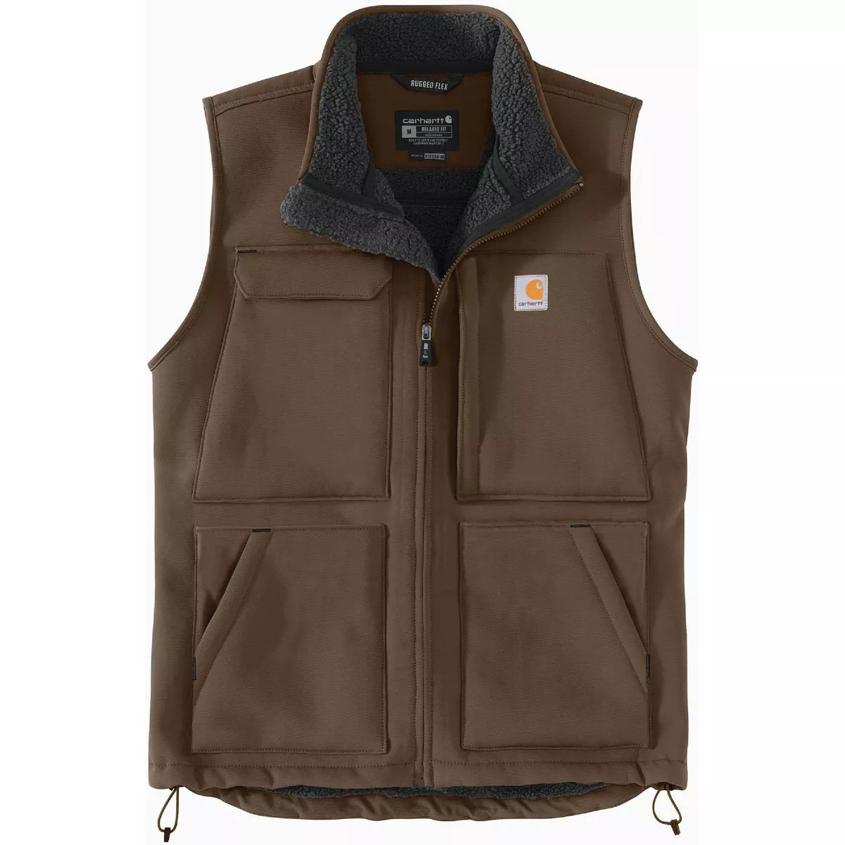 Carhartt Super Dux Men's Small Regular Coffee Sherpa-Lined Vest, Relaxed Fit