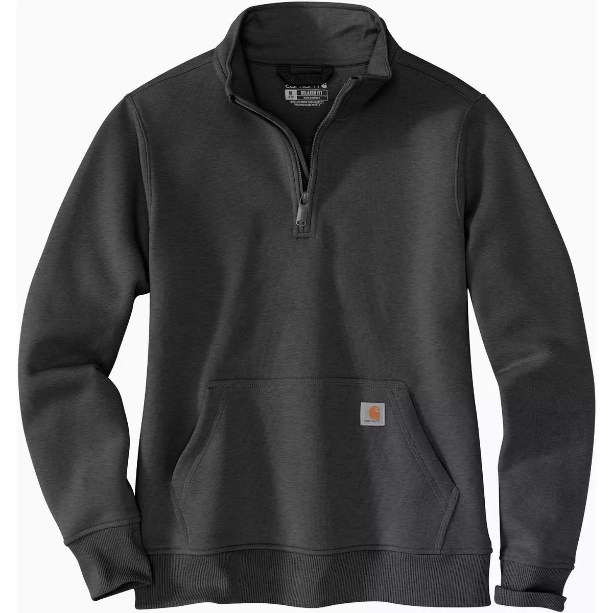 Carhartt Women's XL Regular Carbon Heather Midweight Mock Neck Quarter Zip Sweatshirt, Relaxed Fit