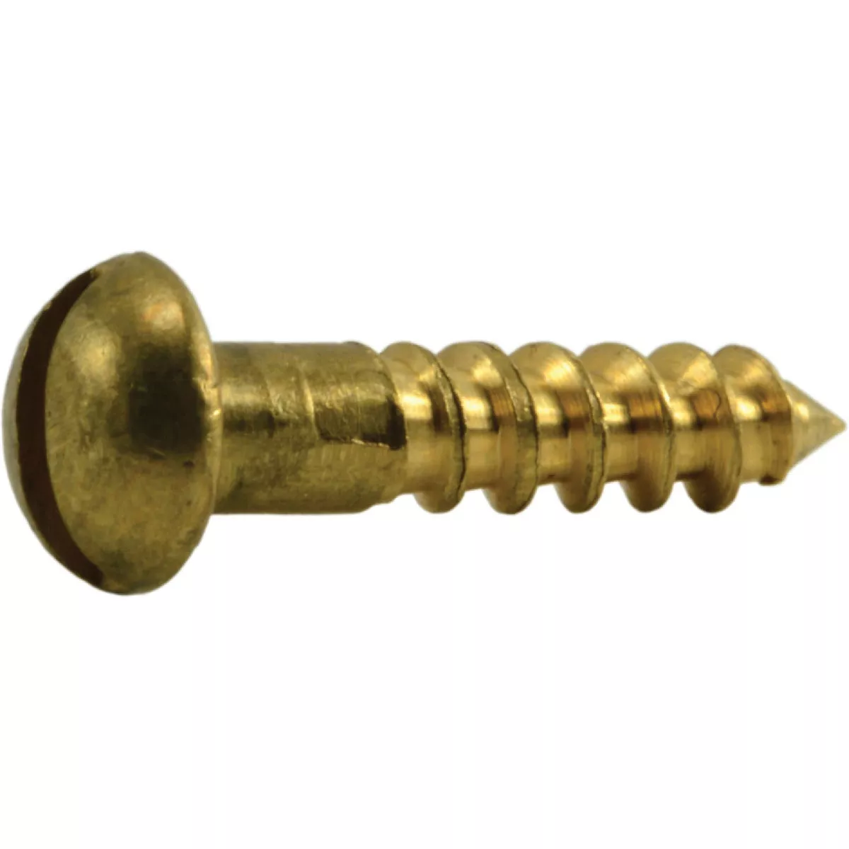 Midwest Fastener #4 x 1/2 In. Brass Slotted Round Head Wood Screws