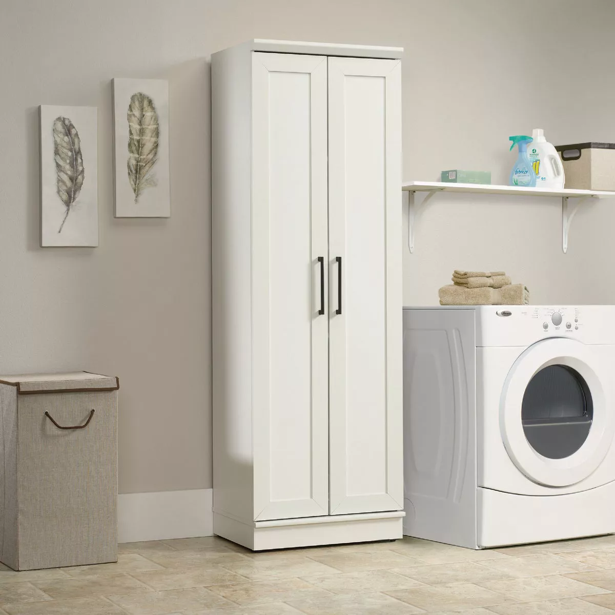 Sauder Soft White Framed Panel Storage Cabinet