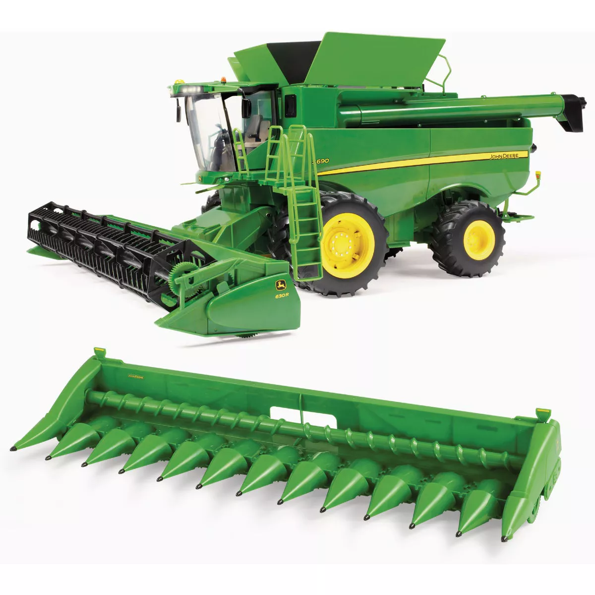 John Deere Big Farm 1:16 S690 Combine with Corn & Daper Head