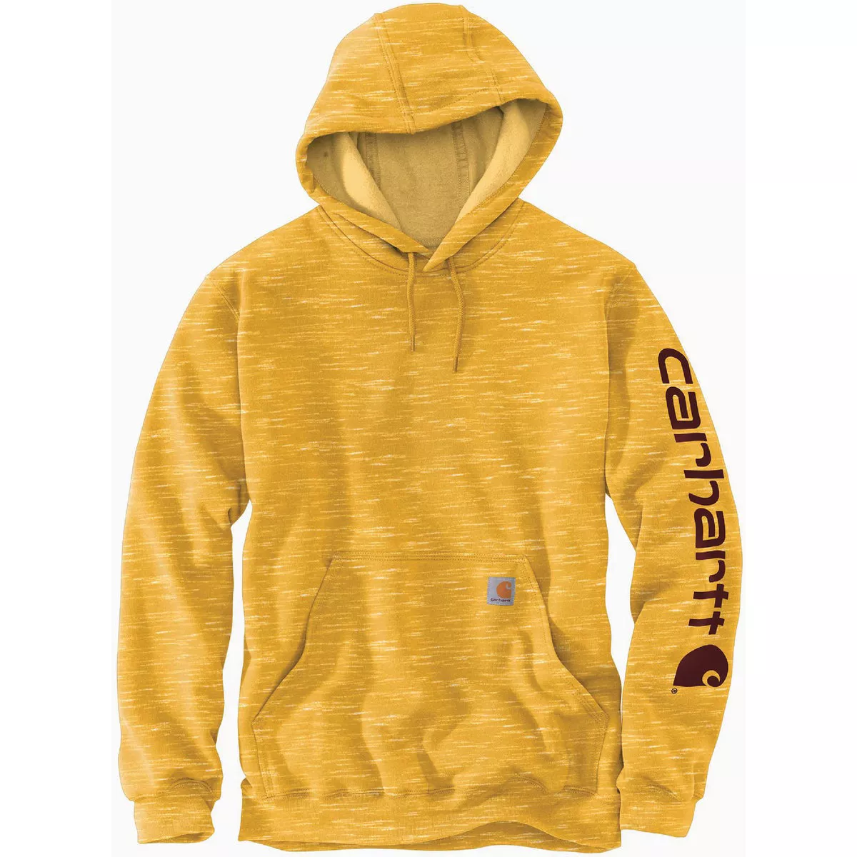 Carhartt Men's Large Regular Solar Yellow Space Midweight Logo Sleeve Graphic Pullover Hooded Sweatshirt, Loose Fit
