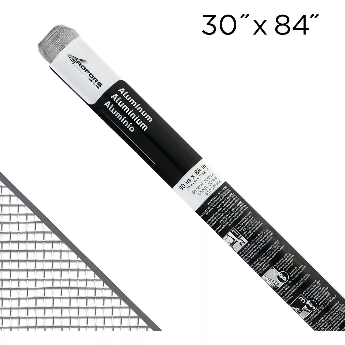 New York Wire 30"X84" Aluminum Bright Screen-