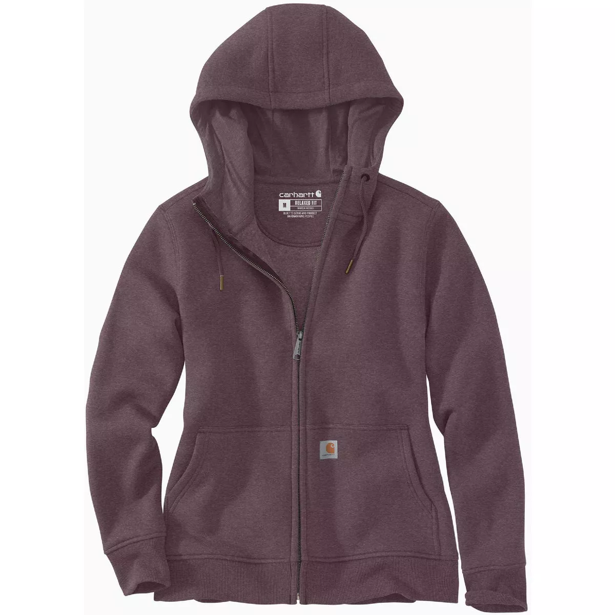 Carhartt Women's Medium Regular Blackberry Heather Midweight Full Zip Hooded Sweatshirt, Relaxed Fit
