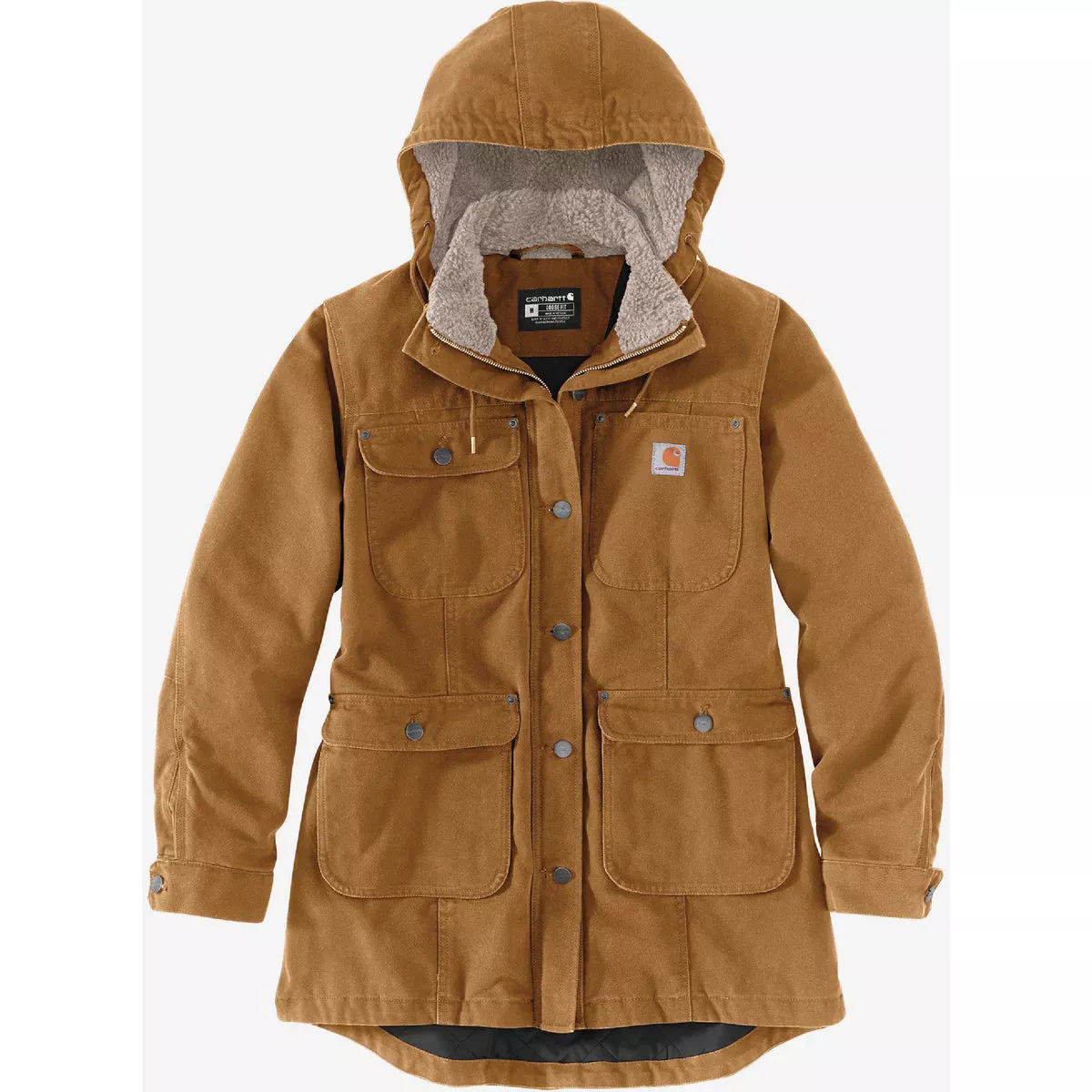 Carhartt Women's XL Regular Brown Weathered Duck Coat, Loose Fit