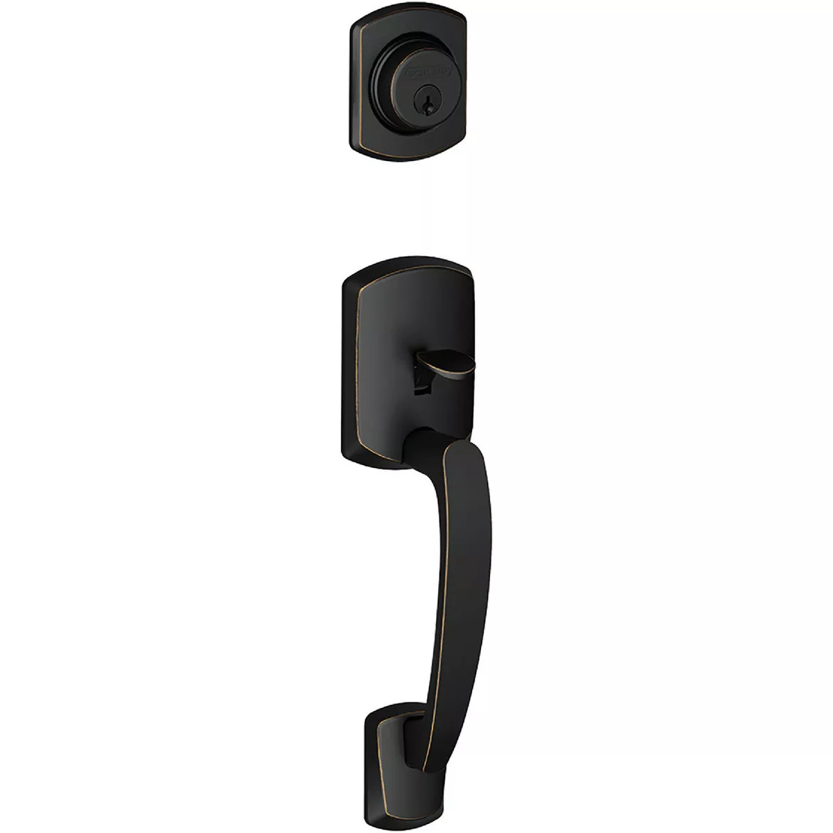 Schlage F Series Greenwich Aged Bronze Outside Entry Door Handleset