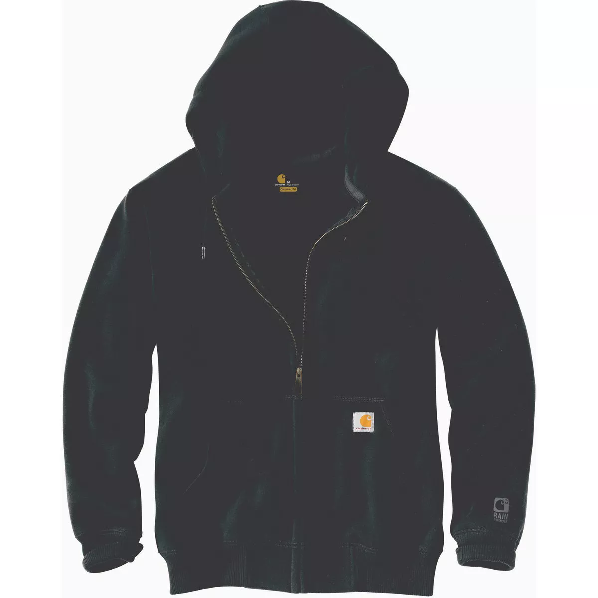 Carhartt Rain Defender Men's Tall Carbon Heather 3XL Heavyweight Full Zip Hooded Sweatshirt, Loose Fit