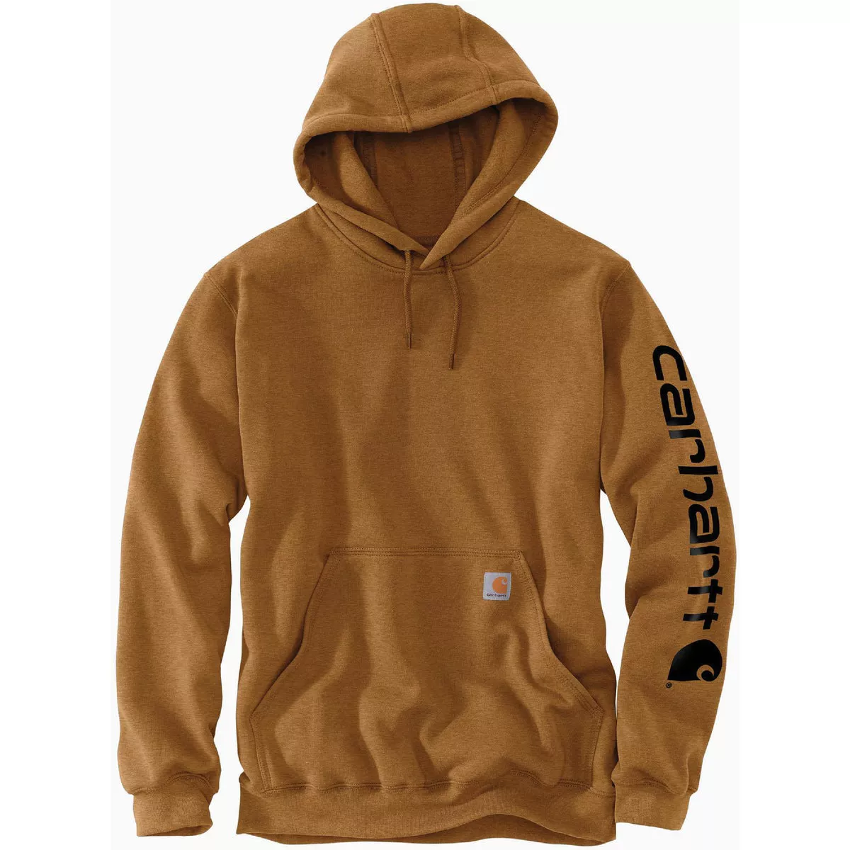 Carhartt Men's 5XL Tall Carhartt Men's 5XL Brown Midweight Logo Sleeve Graphic Pullover Hooded Sweatshirt, Loose Fit