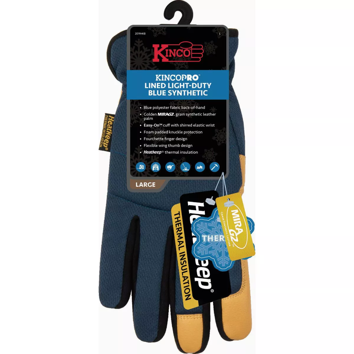 KincoPro Men's Large Lined Light-Duty Blue Synthetic Glove