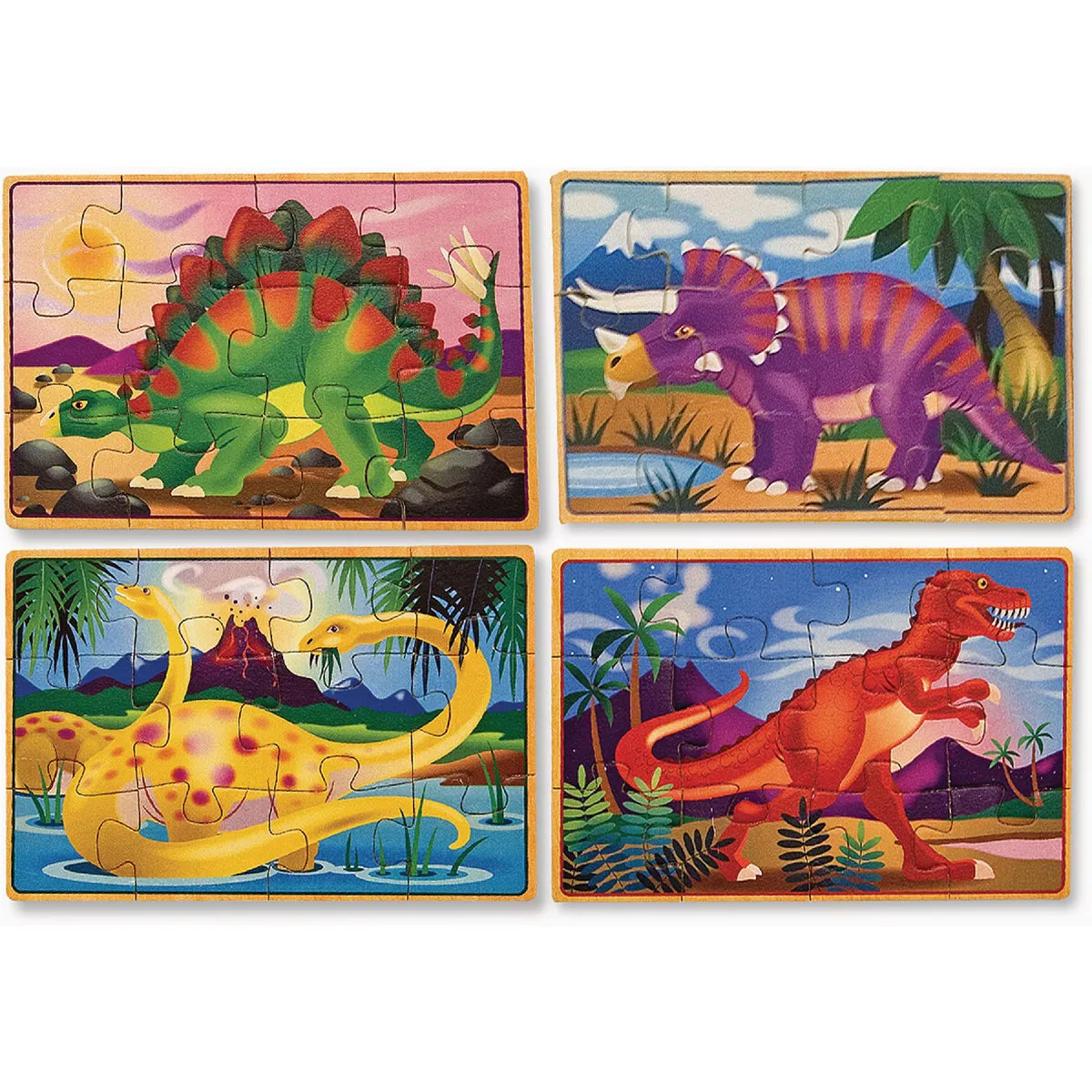 Melissa & Doug Wood Dinosaur Jigsaw Puzzles in a Box (12-Piece)