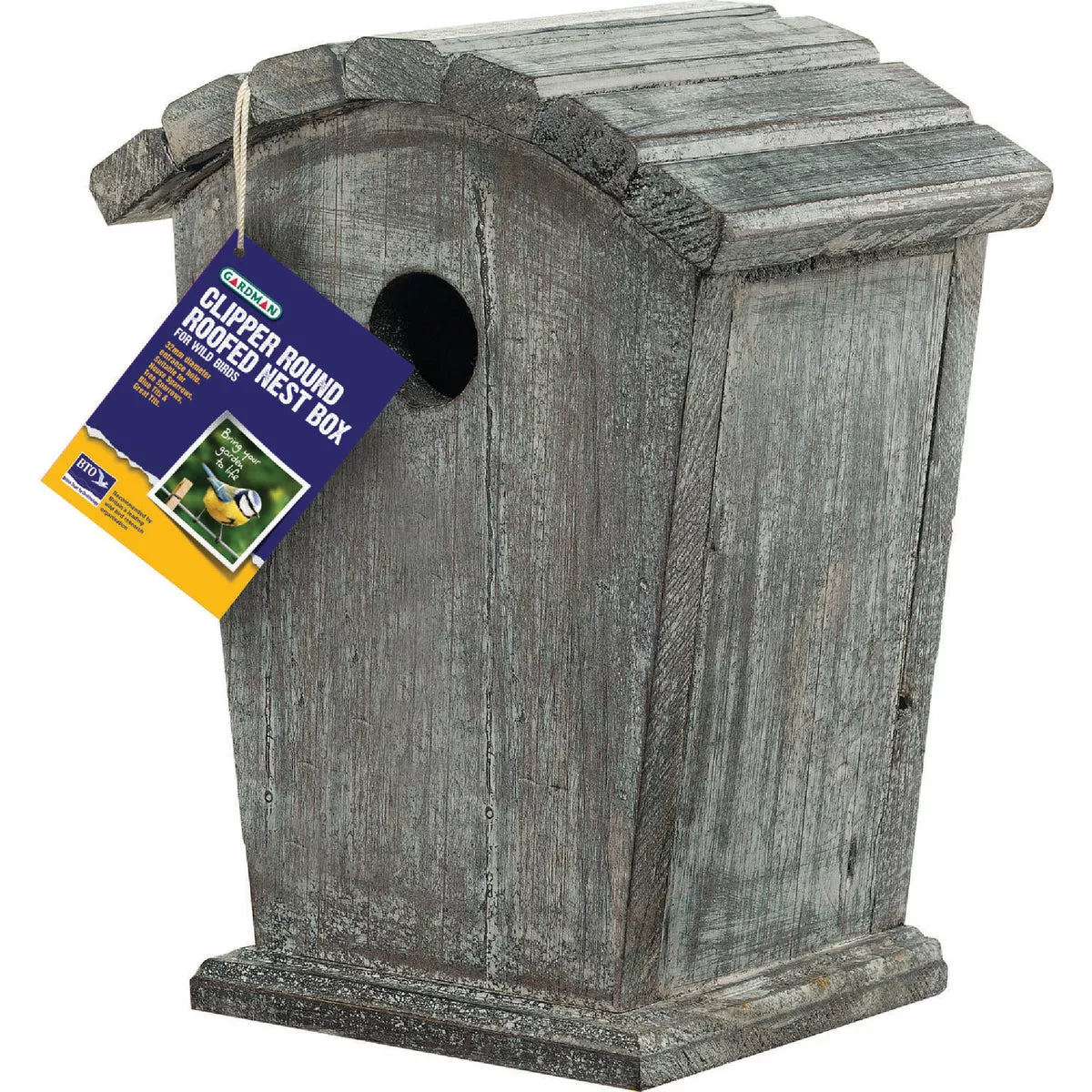 Gardman 5.5 In. W. x 10 In. H. x 5.5 In. L. Gray Wood Clipper Curved Roof Bird House