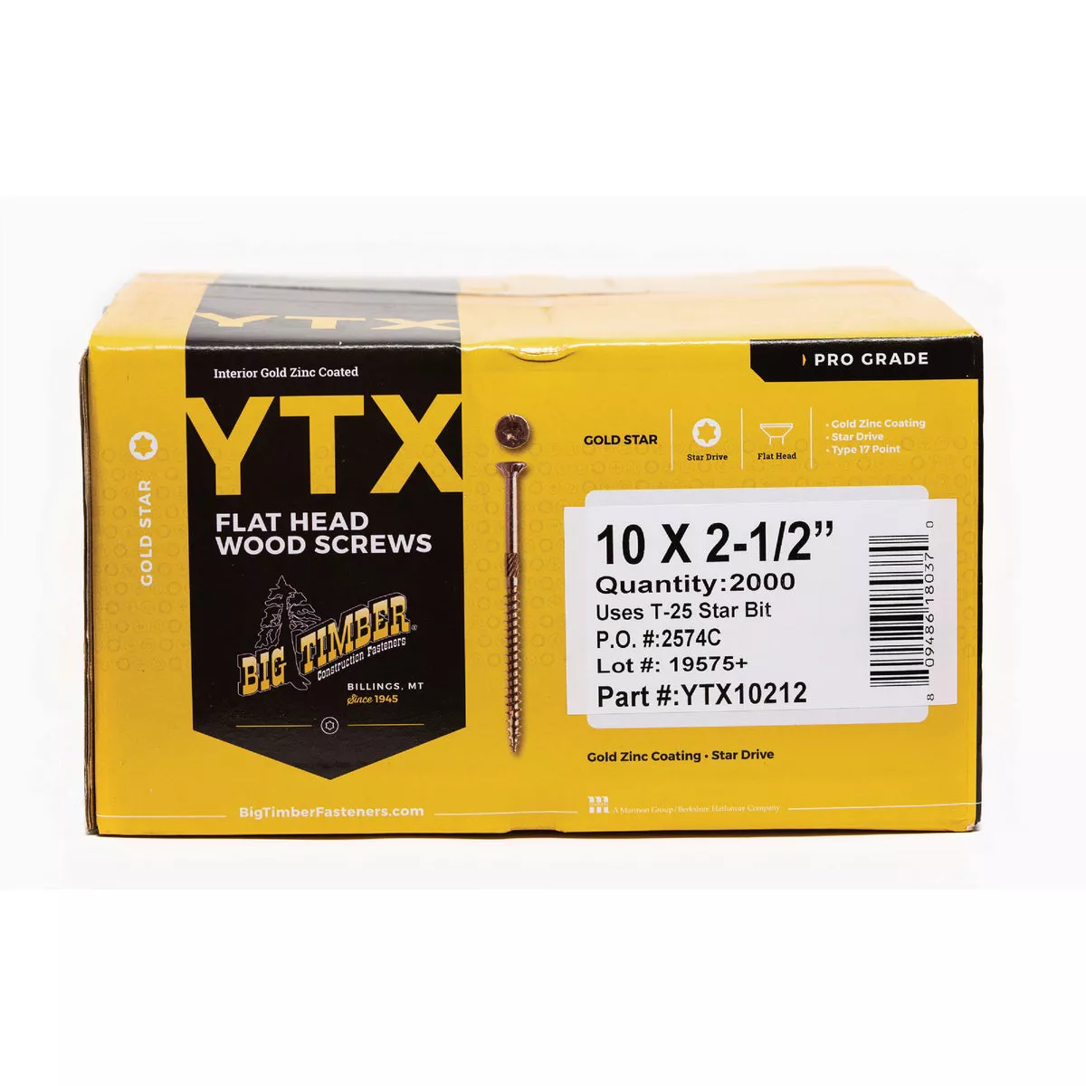 Big Timber #10 x 2-1/2 In. Gold Zinc Flat Head Wood Screw (2000 Ct.)-