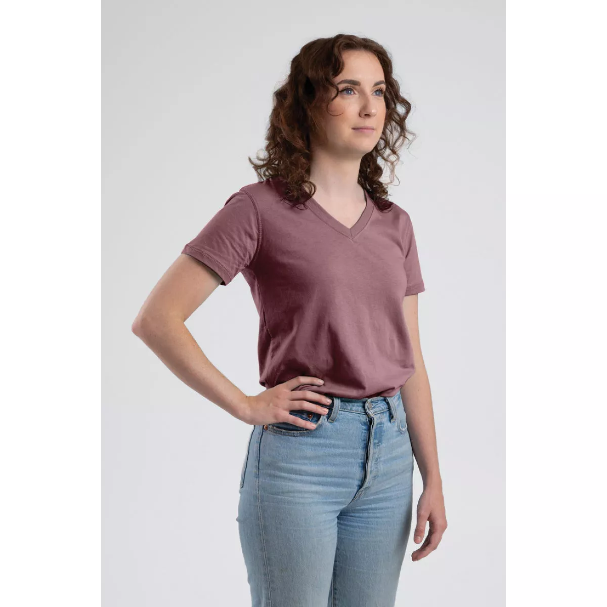 Berne Women's Small Regular Mauve Performance V-Neck Short Sleeve T-Shirt-