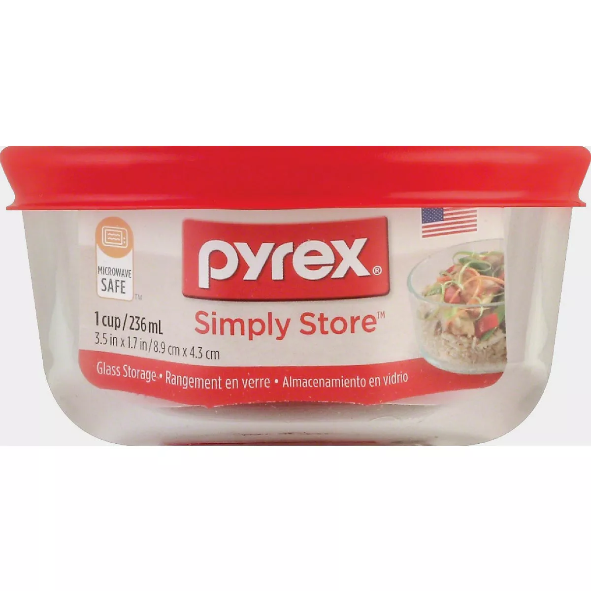 Pyrex 1 Cup Round Glass Food Storage Container with Lid