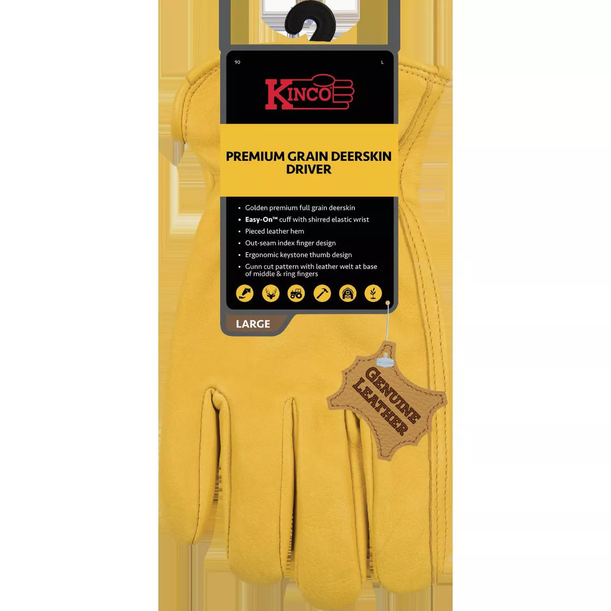 Kinco Men's Small Premium Grain Deerskin Driver Glove