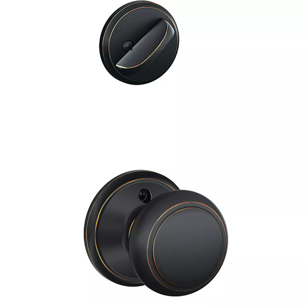 Schlage F Series Andover Aged Bronze Inside Entry Door Handleset