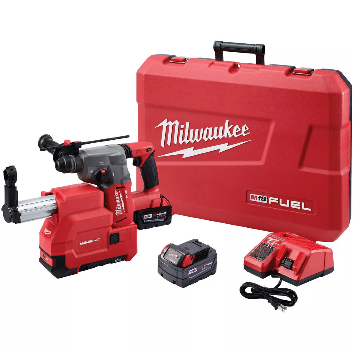 Milwaukee M18 Fuel 18 V. 1 In. Keyless Cordless SDS-Plus Rotary Hammer Kit with Dust Extractor Kit