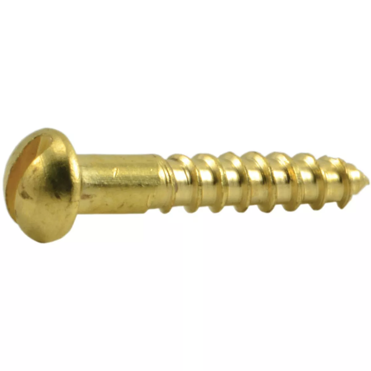 Midwest Fastener #2 x 1/2 In. Brass Slotted Round Head Wood Screws