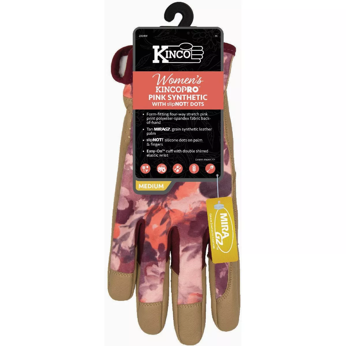 KincoPro Women's Large Pink Synthetic Glove with SlipNOT! Dots