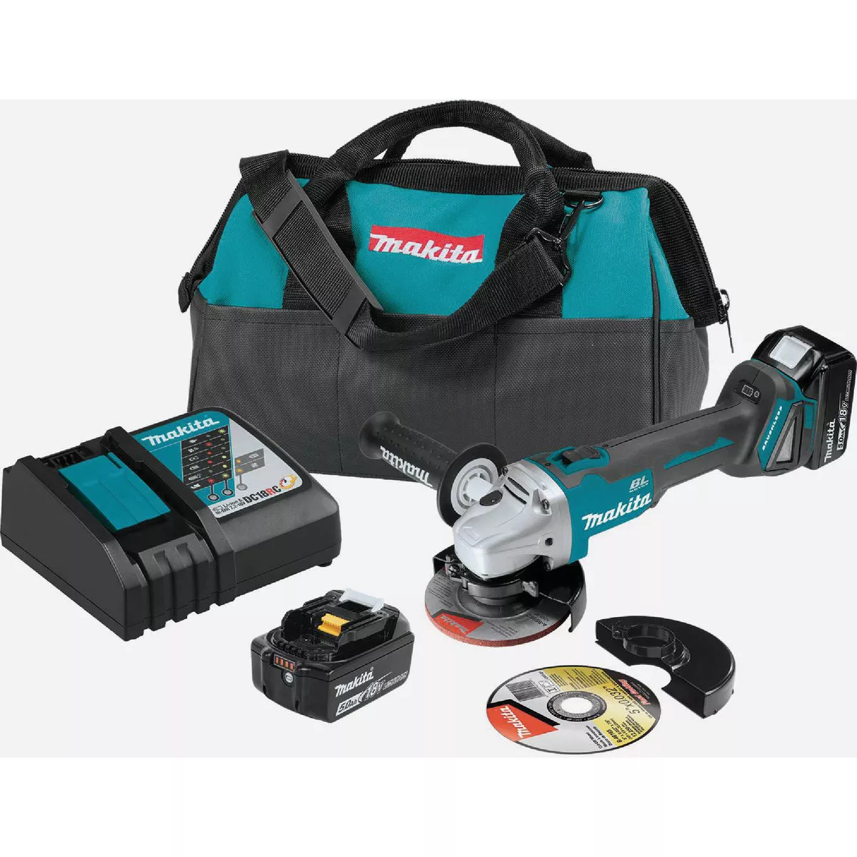 Makita 18-Volt LXT Lithium-Ion 5 In. Brushless Cordless Angle Grinder Kit