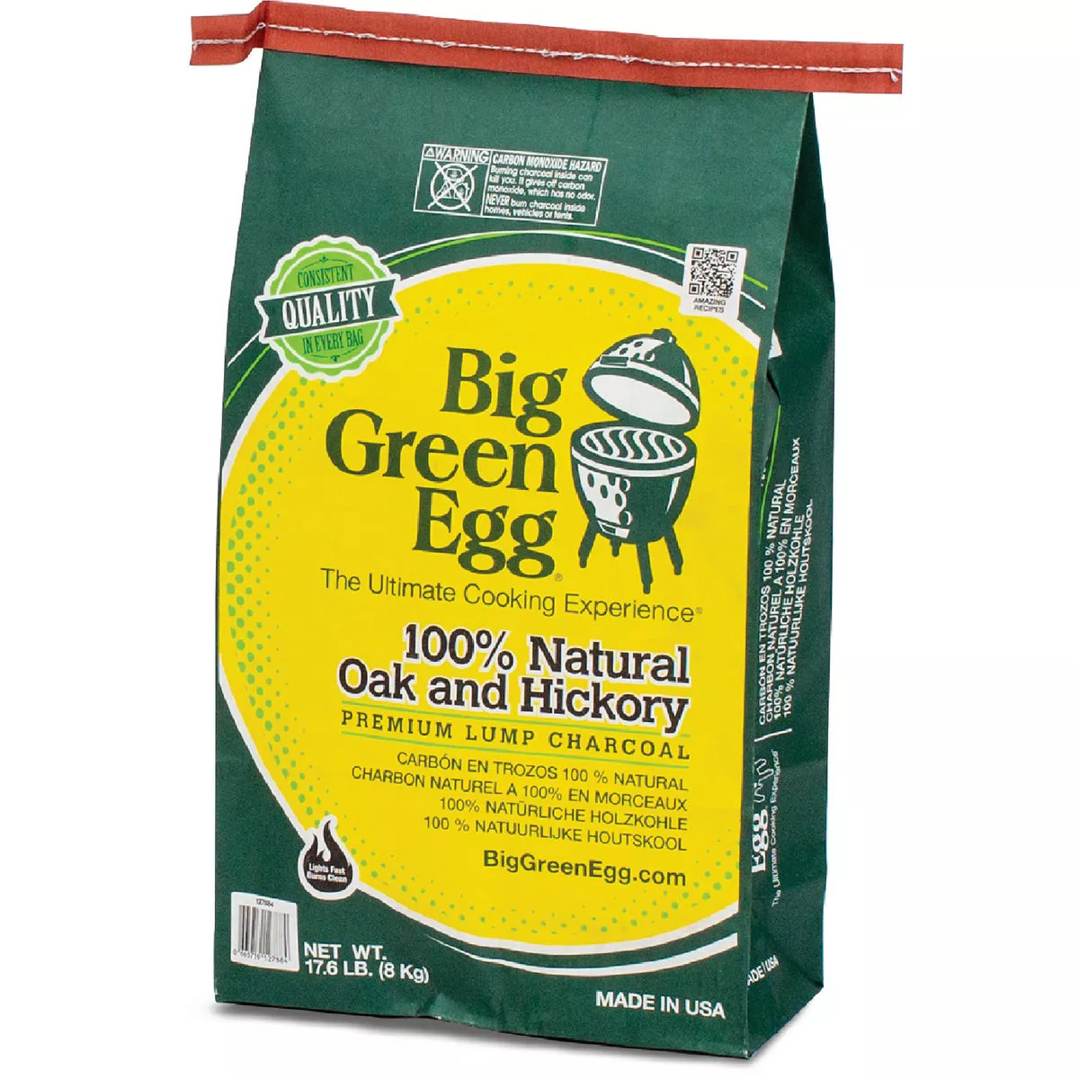 Big Green Egg 17.6 Lb. 100% Natural Oak & Hickory Lump Charcoal