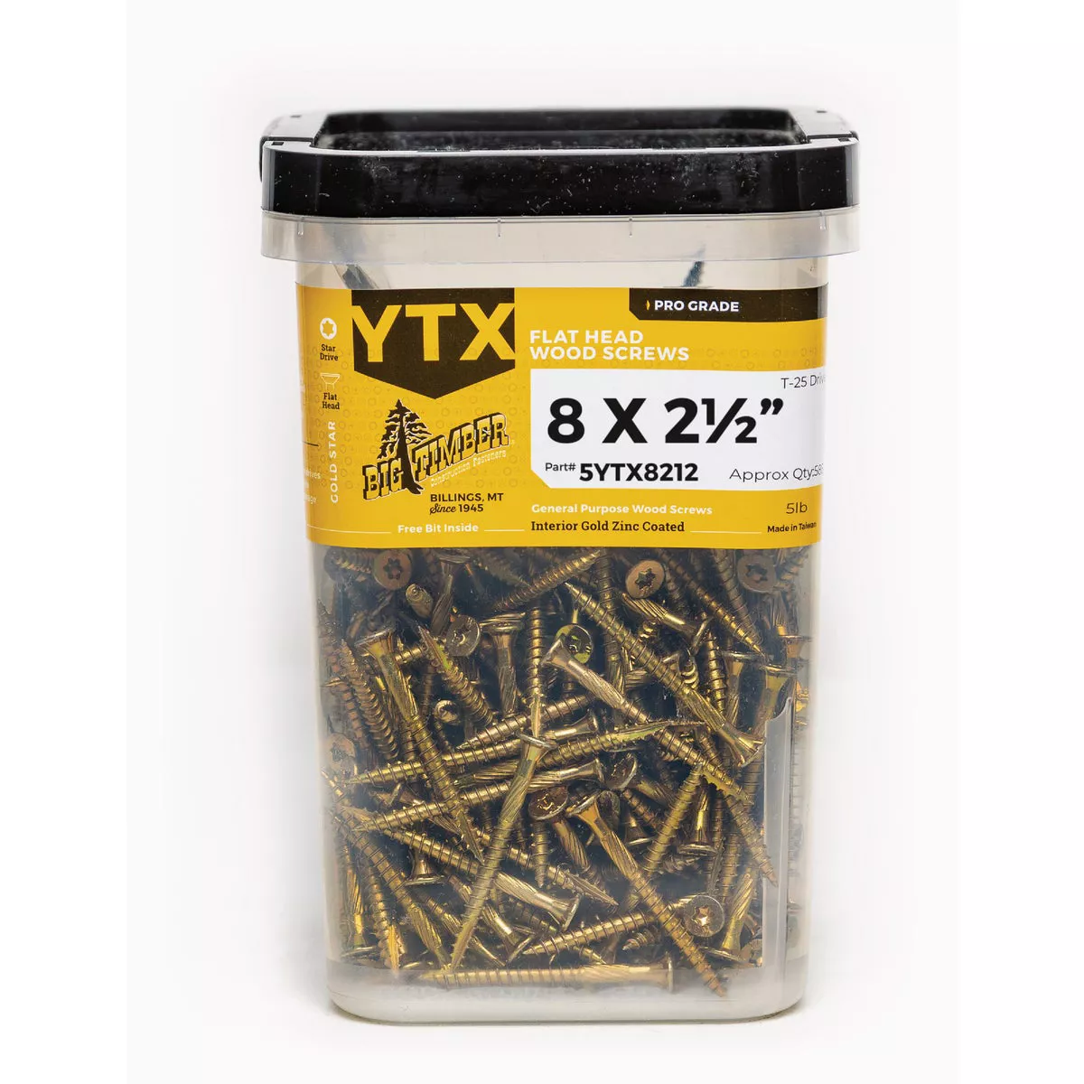 Big Timber #8 x 2-1/2 In. Gold Zinc Flat Head Wood Screw (600 Ct., 5 Lb.)