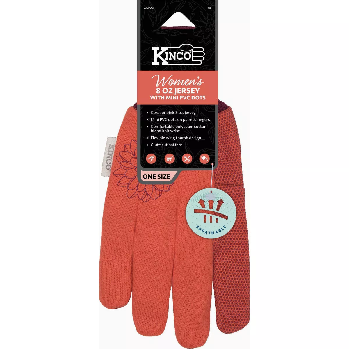 Kinco Women's One Size Fits All 8 Oz. Jersey Glove with Mini PVC Dots