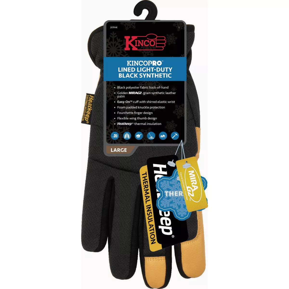 KincoPro Men's Large Lined Light-Duty Black Synthetic Glove