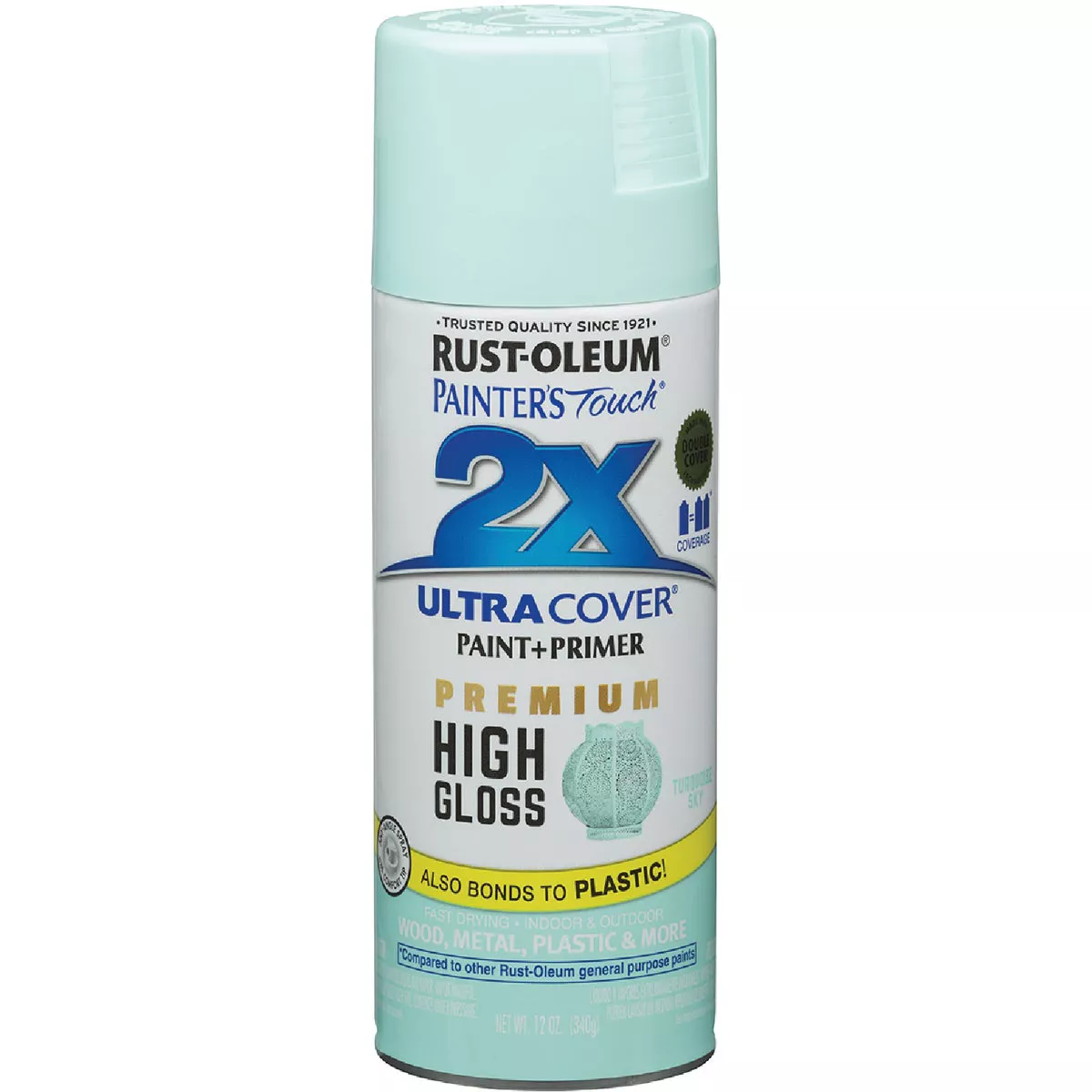 Rust-Oleum Painter's Touch 2X Ultra Cover High Gloss Turquoise Sky 12 Oz. Spray Paint and Primer