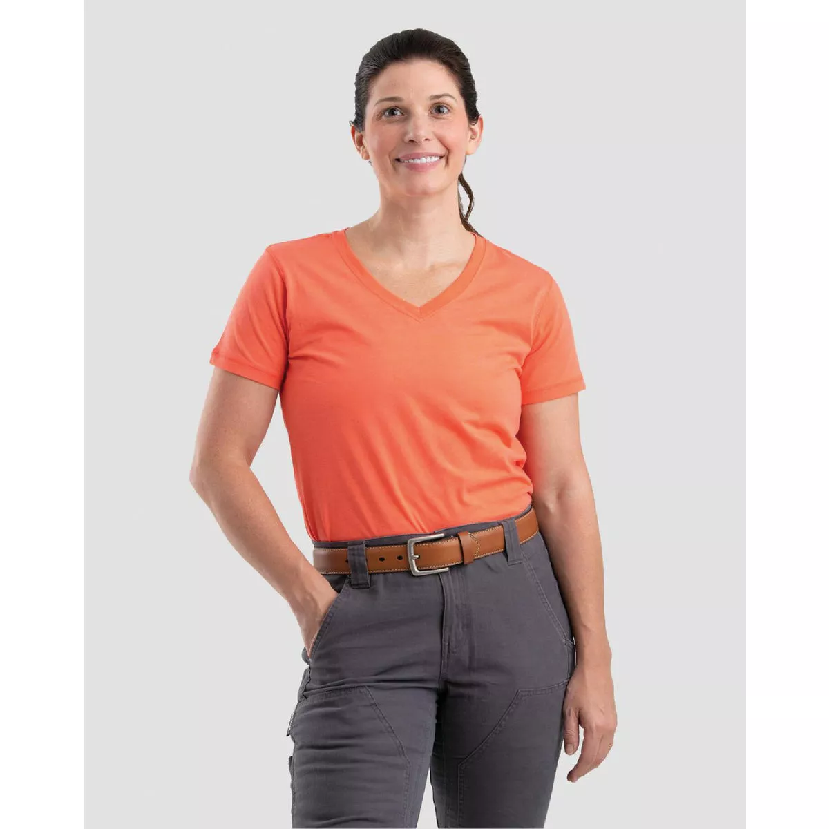 Berne Women's XL Regular Coral Performance V-Neck Short Sleeve T-Shirt