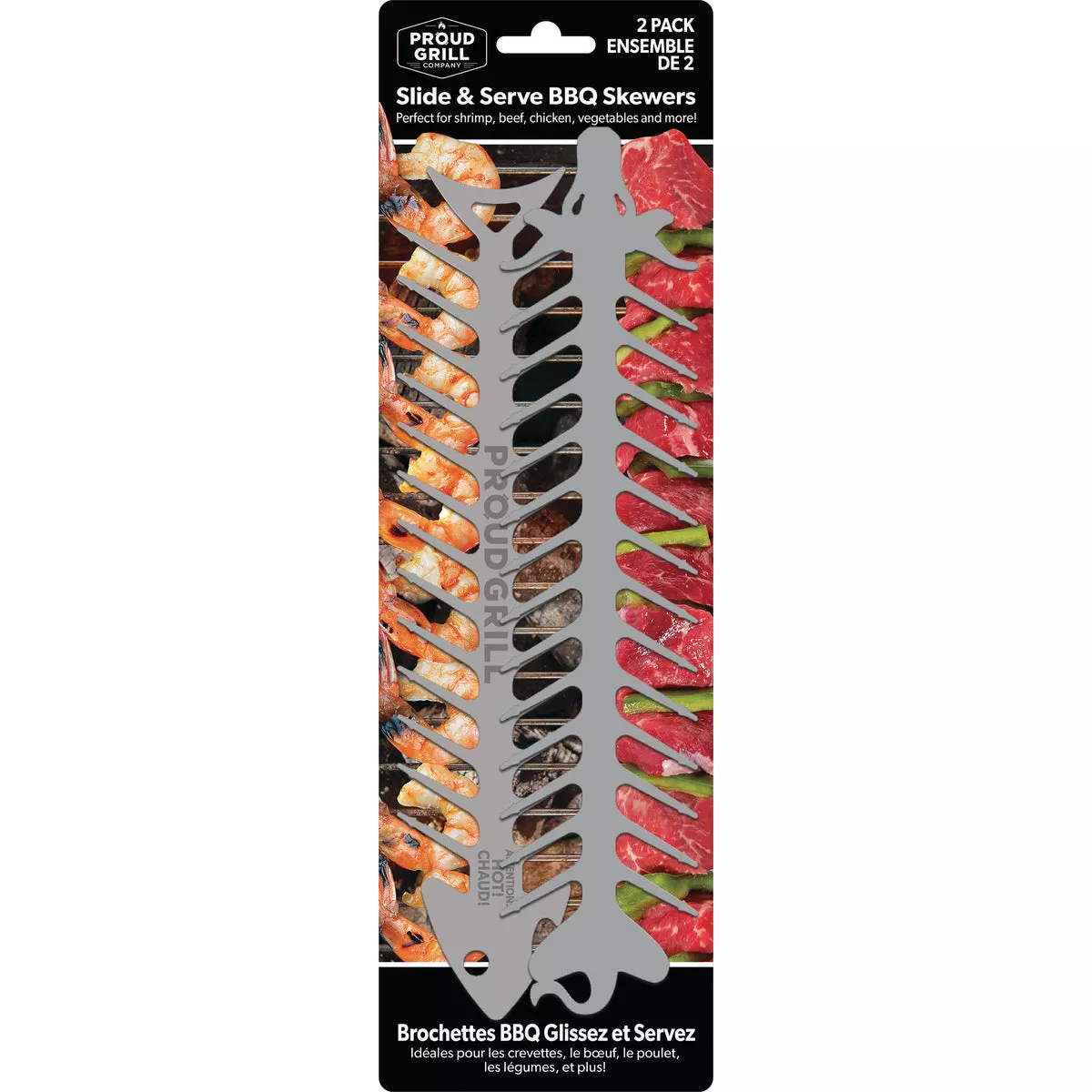 Proud Grill Slide & Serve 12 In. Stainless Steel Skewers (2-Pack)