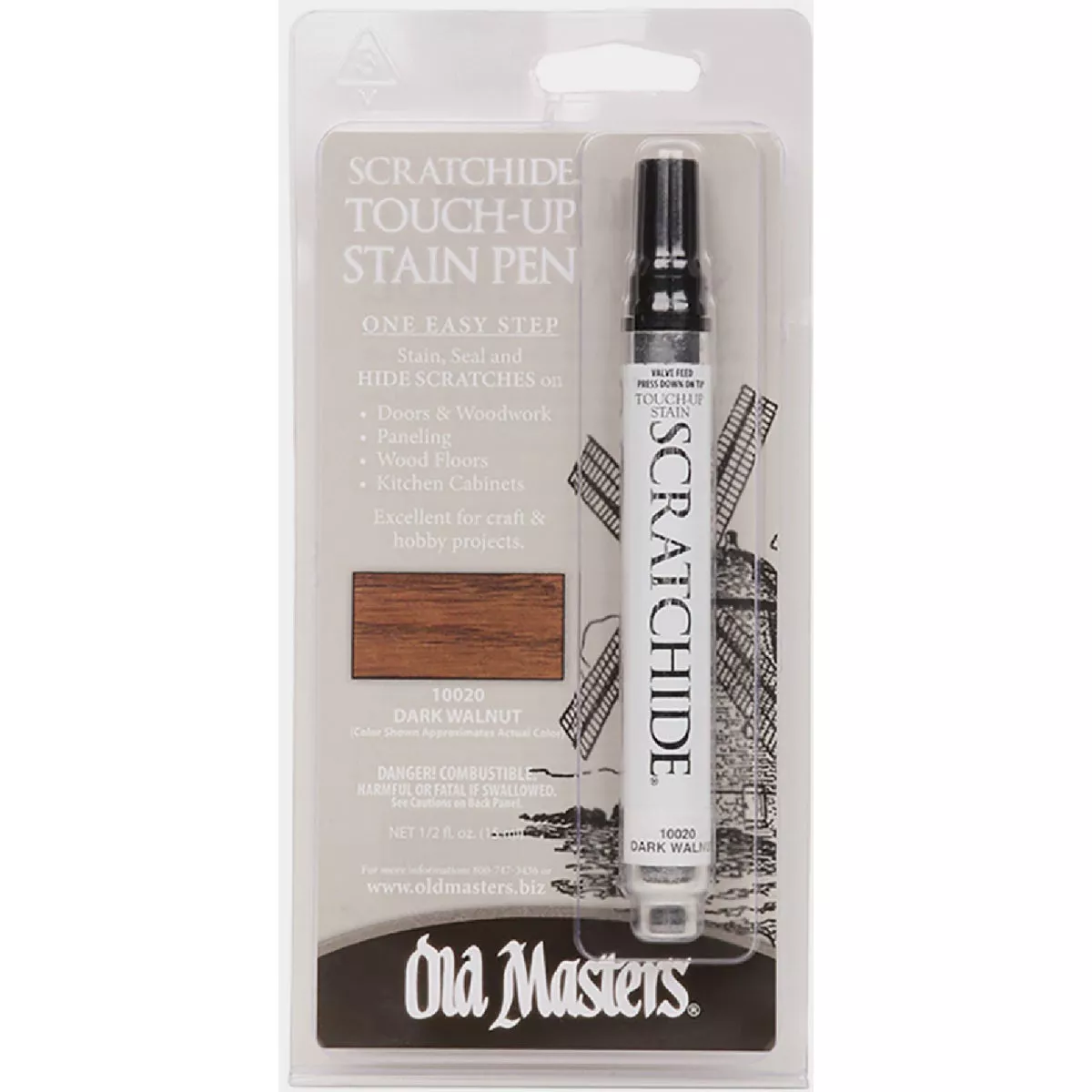 Old Masters 10020 1/2 Oz. Dark Walnut Scratchide Touch-Up Stain Pen-