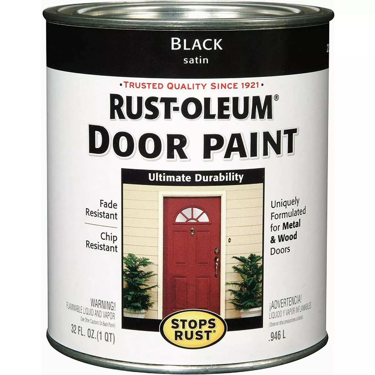 Rust-Oleum Stops Rust Satin Black Door Paint, 1 Qt.