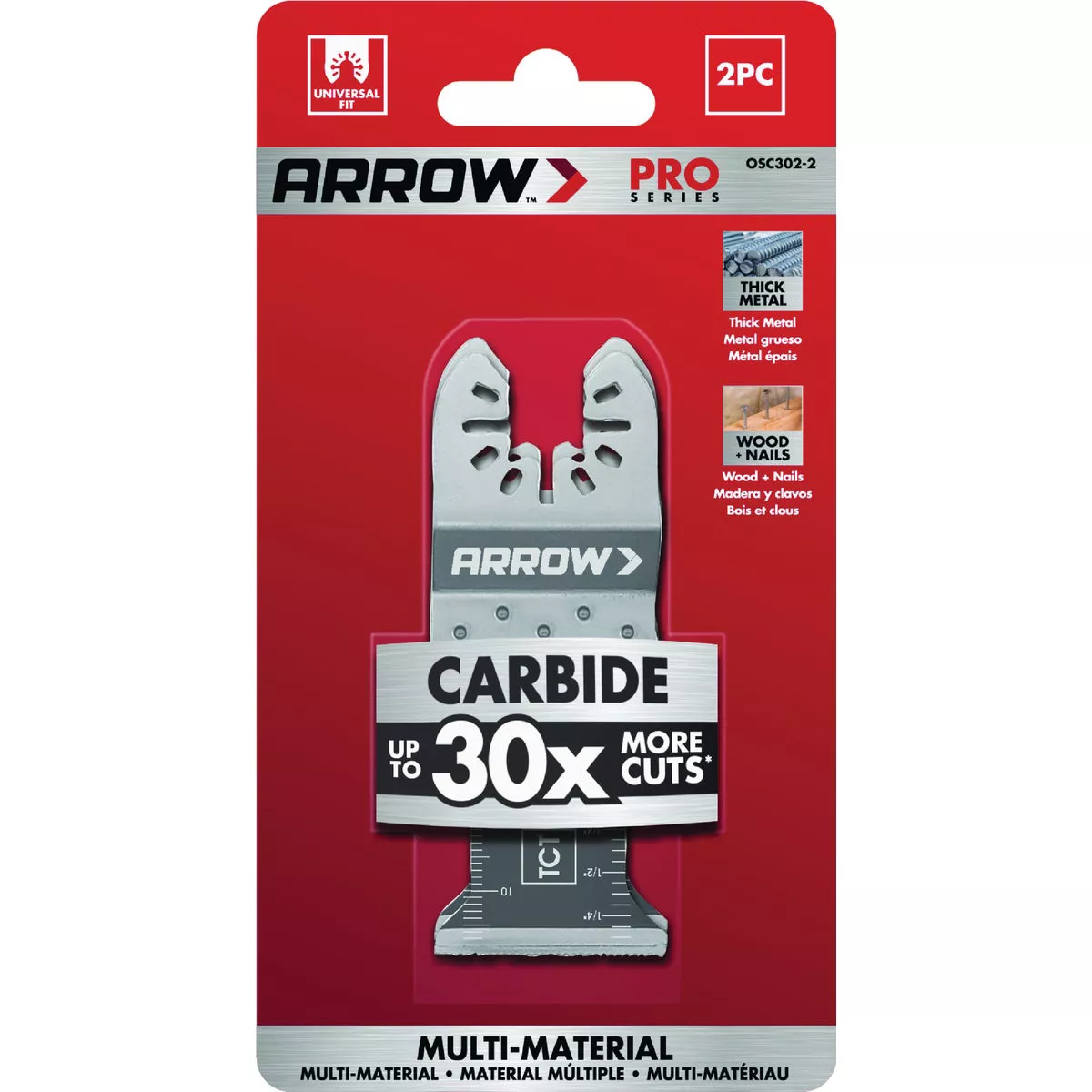 Arrow 1-3/8 In. TCT Carbide Flush-Cut Universal Oscillating Tool Saw Blade (2-Pack)