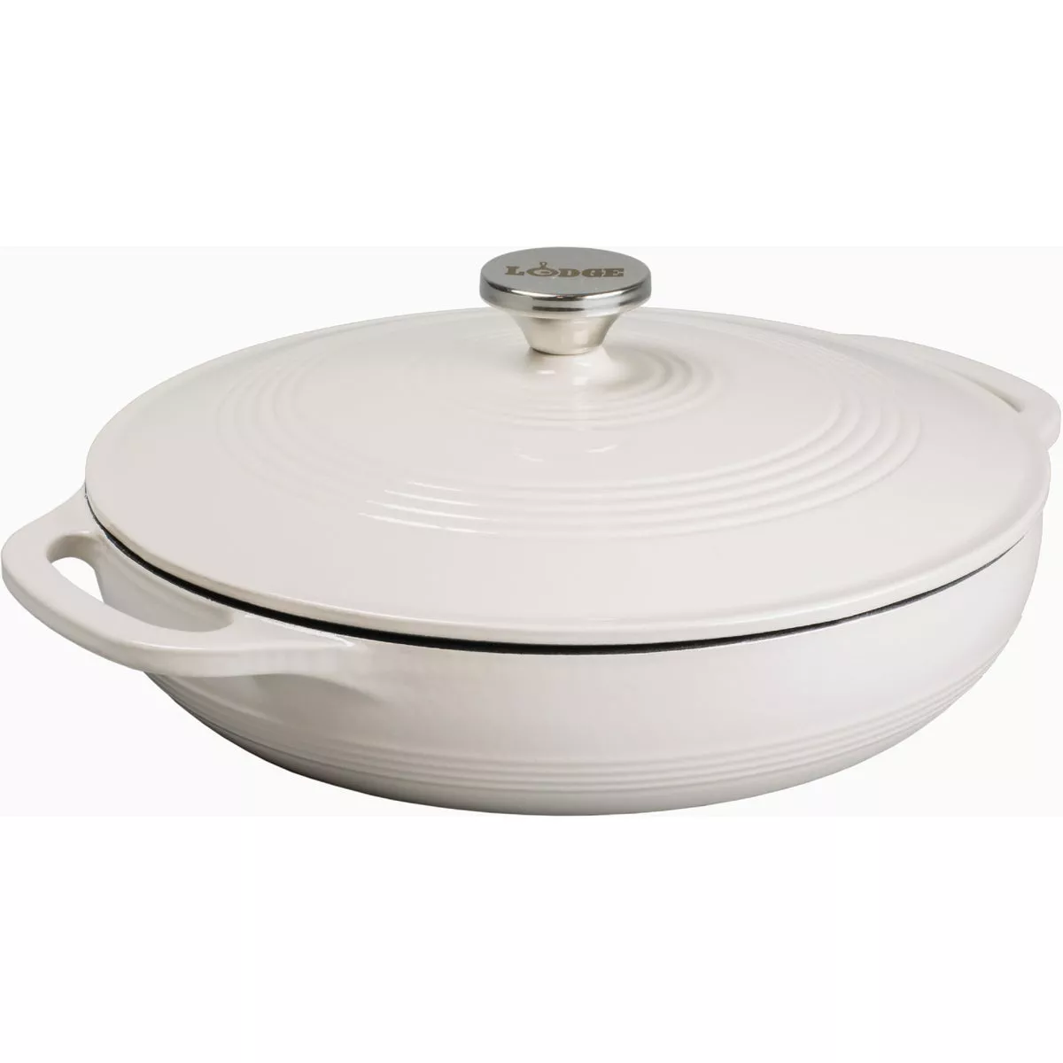 Lodge 3.6 Qt. Oyster Enameled Cast Iron Casserole Dish with Lid