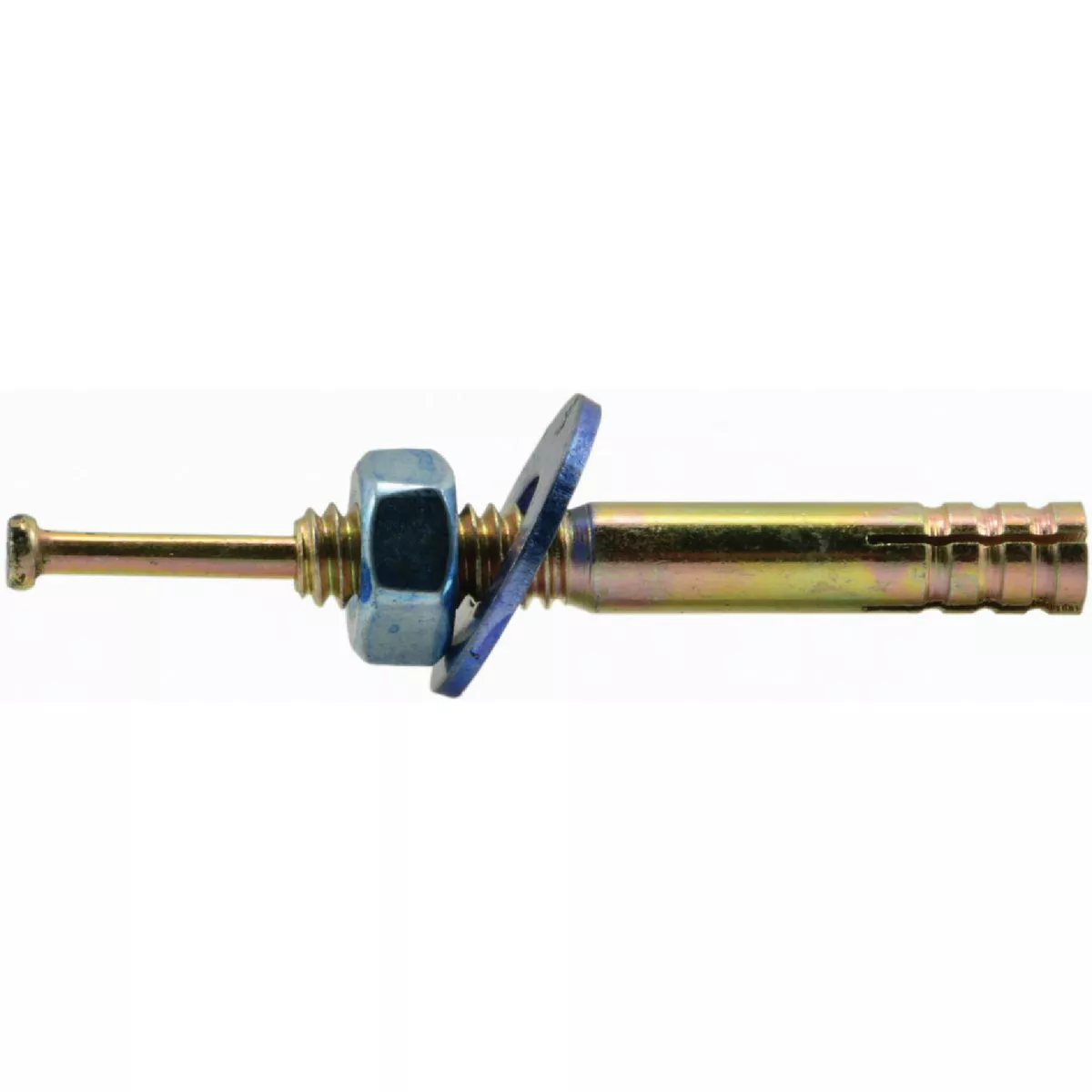 Midwest Fastener 1/4 In. x 1-3/4 In. Zinc Plated Steel Blue Hammer Drive Anchors with Nuts and Washers (100 Ct.)