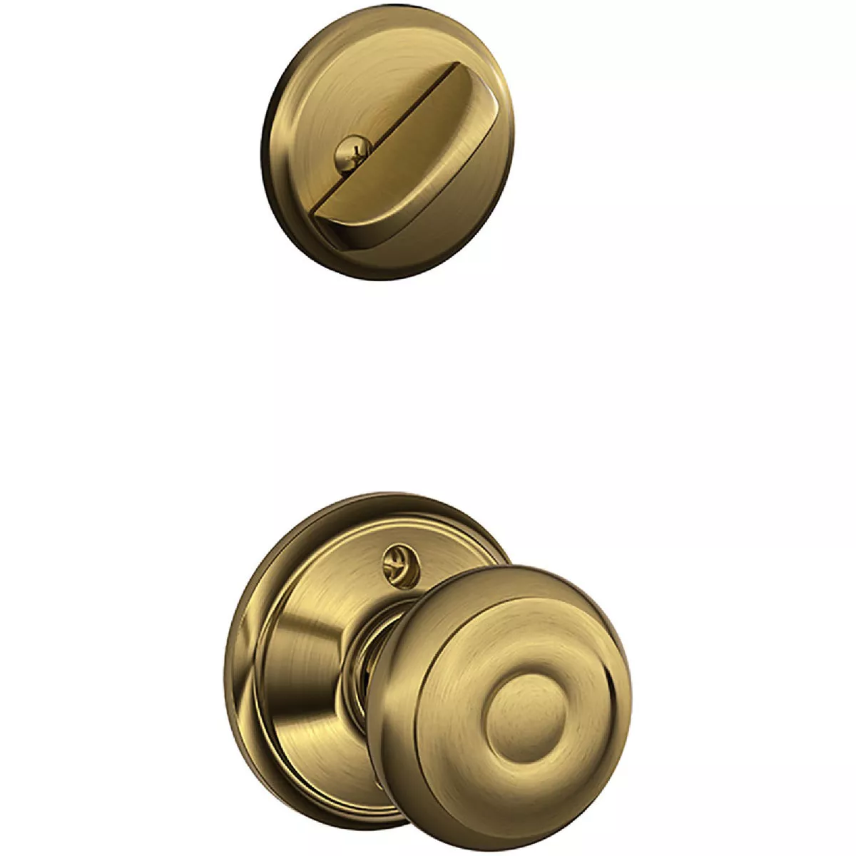 Schlage F Series Georgian Antique Brass Entry Door Handleset