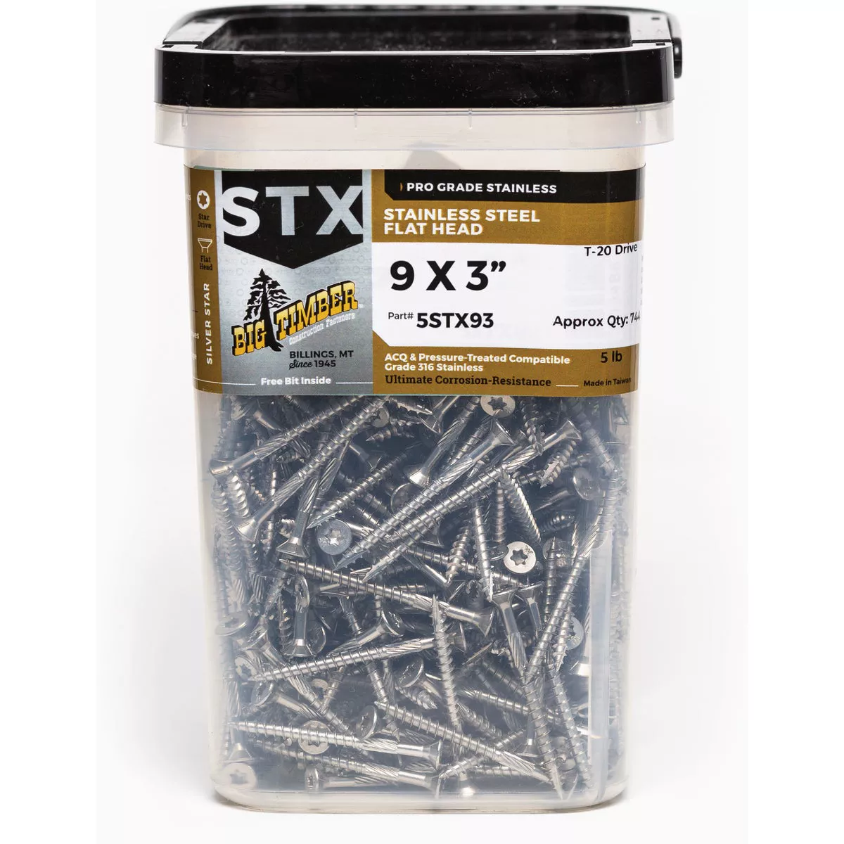 Big Timber #9 x 3 In. Stainless Flat Head Wood Screw (393 Ct., 5 Lb.)