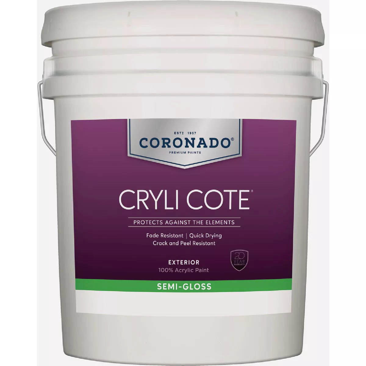 Coronado Cryli Cote Acrylic Semi Gloss Exterior House Paint, Tint Base, 5 Gal.