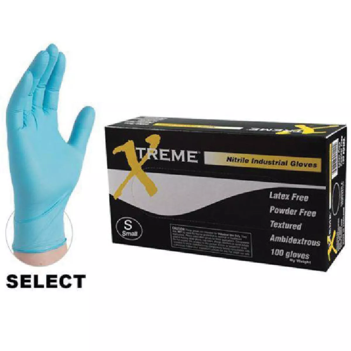 Ammex Xtreme Industrial Blue 4 Mil. Latex Free Nitrile Small Disposable Gloves (100 per Box), 021-493