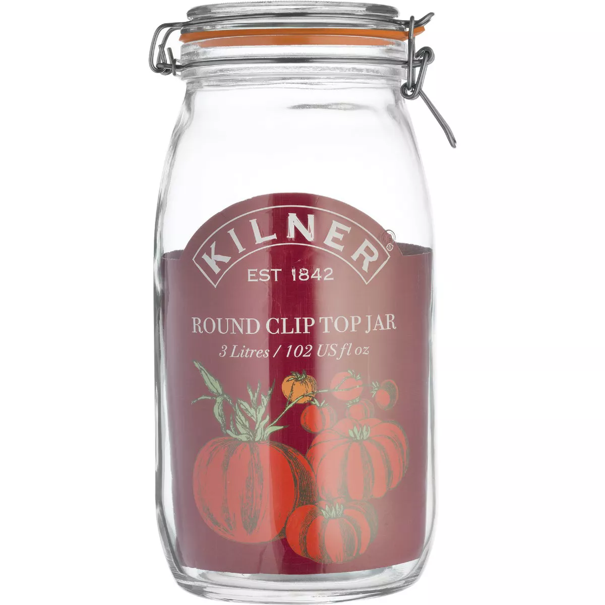 Kilner 102 Oz. Regular Mouth Round Clip Top Glass Canning Jar