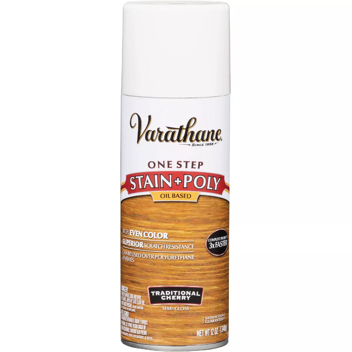 Varathane Semi-Gloss Traditional Cherry One Step Interior Wood Stain and Polyurethane Spray, 12 Oz.