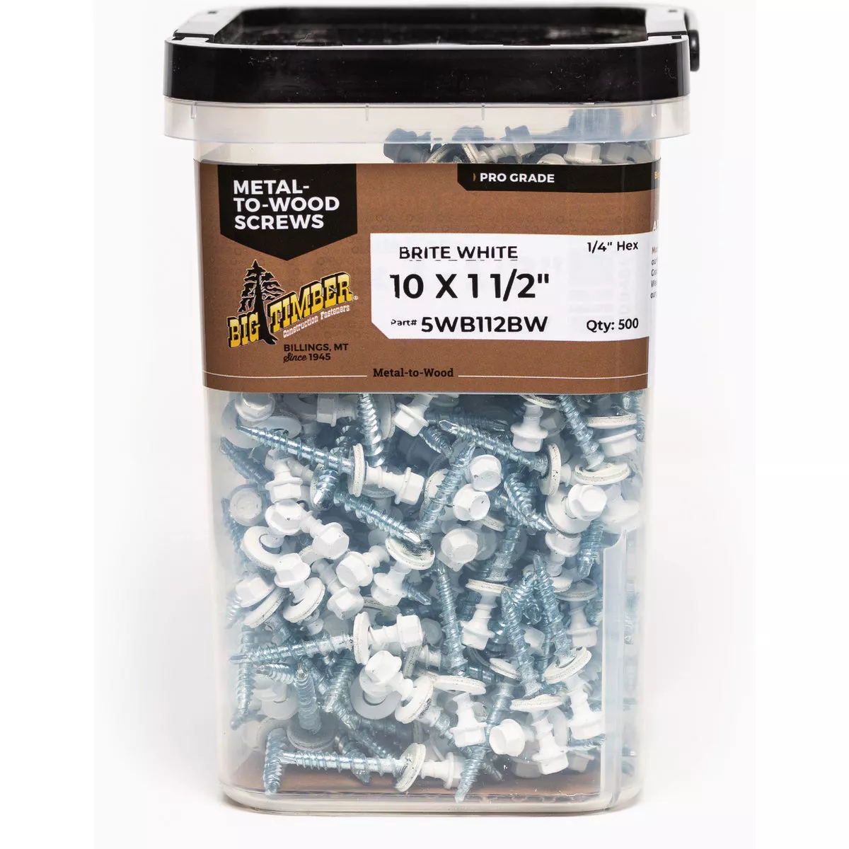 Big Timber #10 x 1-1/2 In. Bright White Washer Head Wood Screw (500 Ct.)